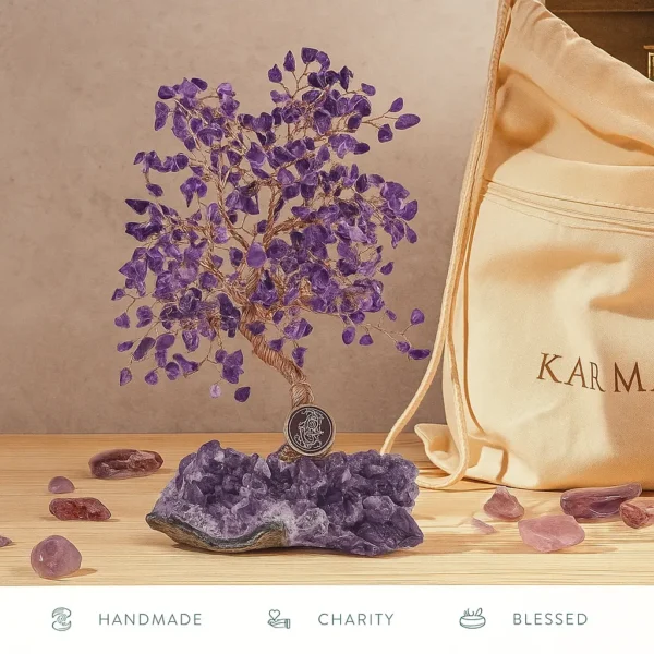 KARMA AND LUCK, Calming Spirit, Real Amethyst Crystal product description image